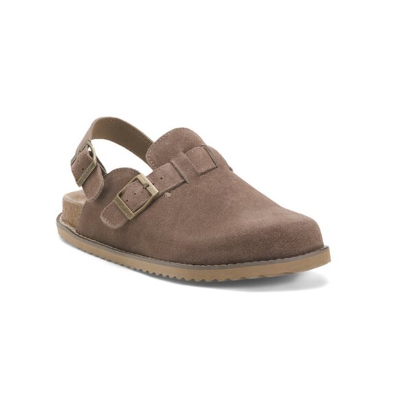 CUSHIONAIRE Taupe Suede Brooklyn Slingback Clogs